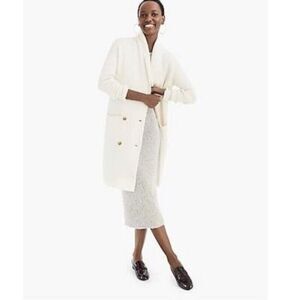 J. CREW Double Breasted Wool Blend Cardigan Coat In Cream Size M